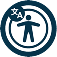 A blue and white logo with a person in a circleAI-generated content may be incorrect.